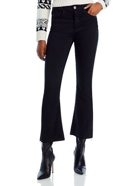 AG Adriano Goldschmied Farrah Boot Crop Jeans High-Rise Black Frayed Raw Hem 25